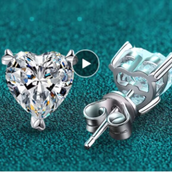 1 TCW Heart Shape S925 AAA+ CZ Stud Earrings - Picture 4 of 6